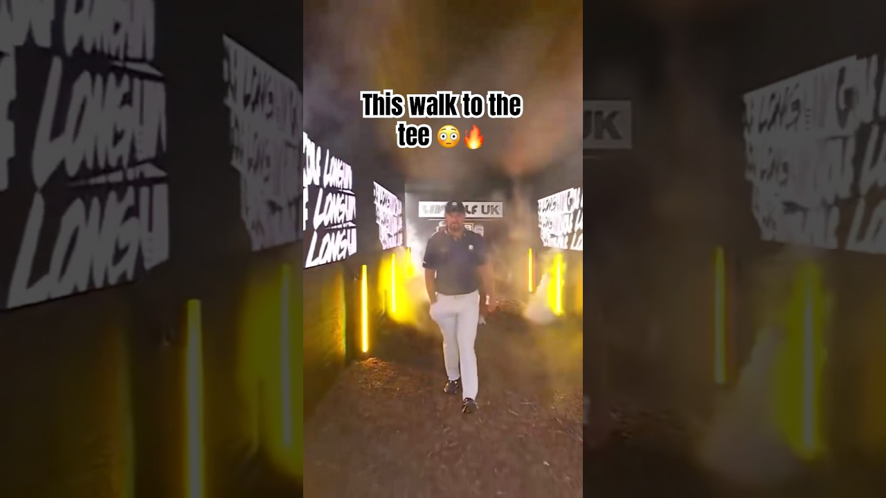 This atmosphere walking to the tee 😳🔥 #golf #LIVGolf #brysondechambeau