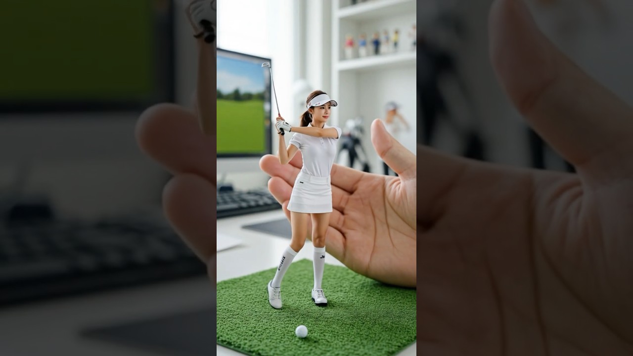 유현주 프로님 닮은 AI 피규어의 미친 골프 스킬력! ⛳️ 과연 실제와 같을까? #shorts 🎀Golfer nina