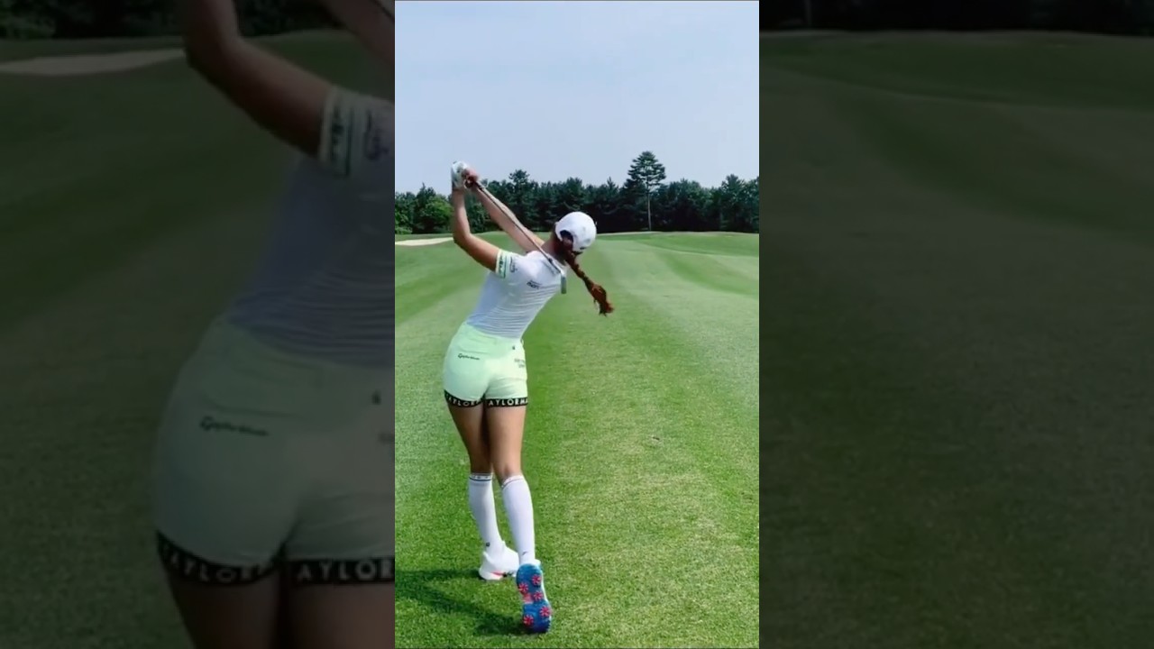 🇰🇷 Yoo Hyunju – Stylish Iron Shot with Laser Precision 🎯 #golfshorts #VelvetSwing