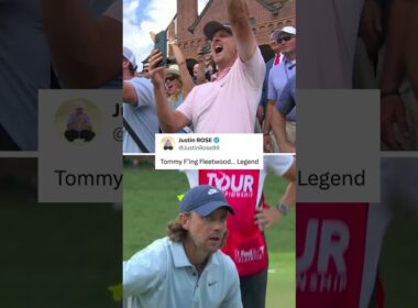 Justin Rose capturing Tommy Fleetwood's moment #shorts #golf #pgatour