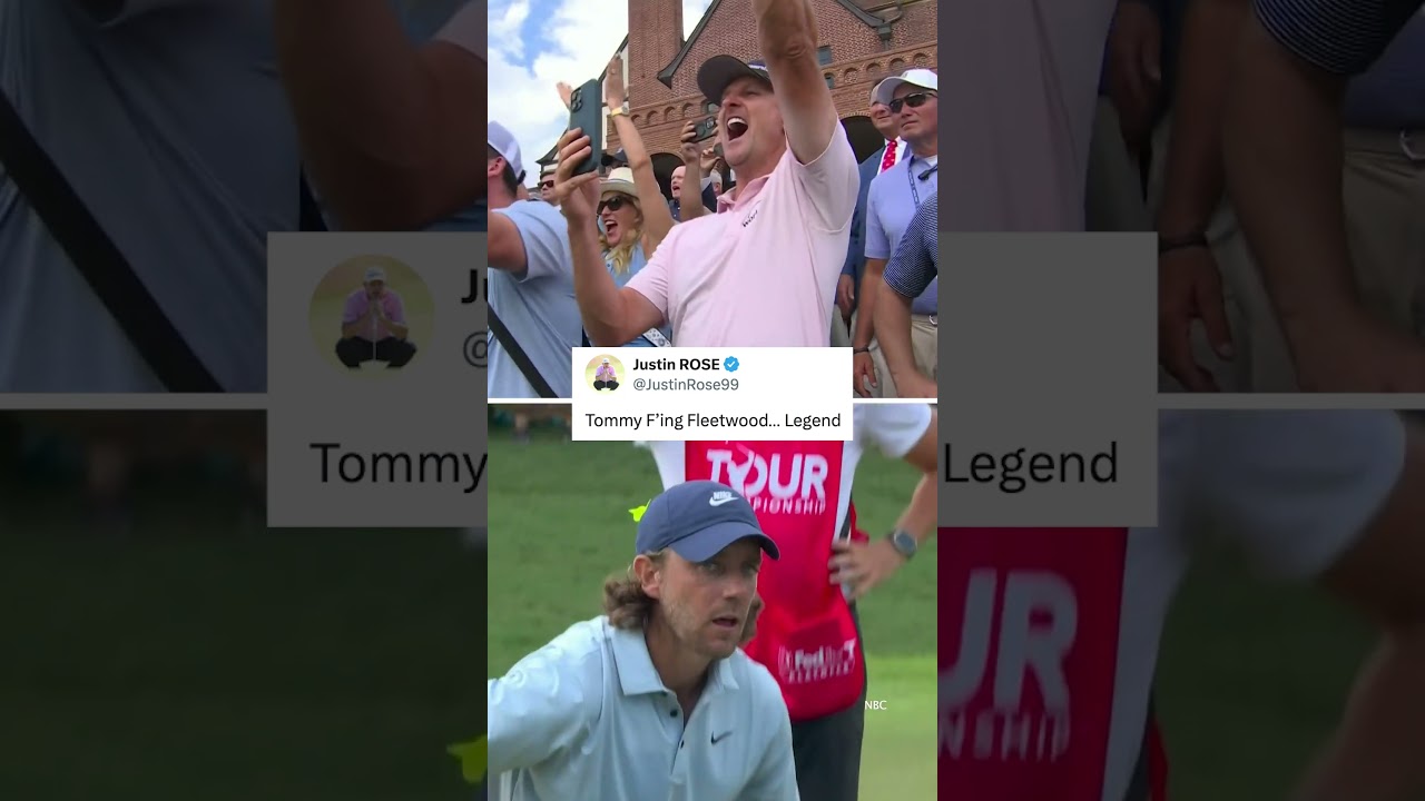 Justin Rose capturing Tommy Fleetwood's moment #shorts #golf #pgatour