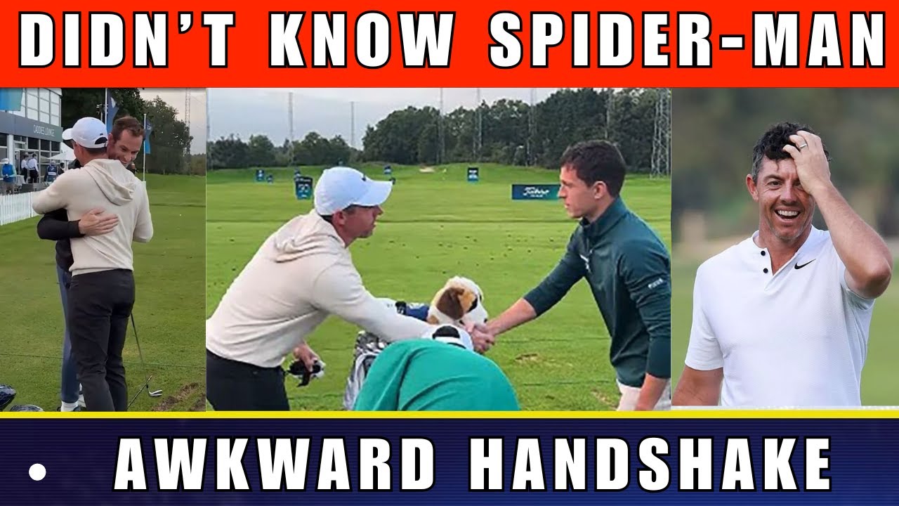 ロリー・マキロイとスパイダーマンスターのトム・ホランドとの気まずい出会いが話題に