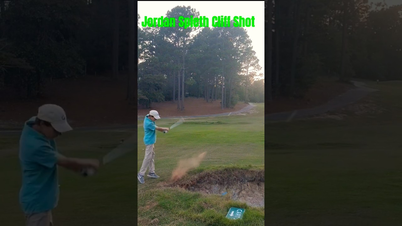 Jordan Spieth's DANGEROUS Cliffside Shot.. #golf #jordanspieth #pgaprofessional #pgatour #golfer