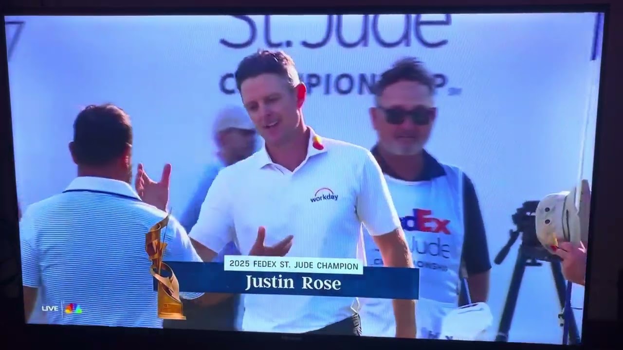 Justin Rose 🏴󠁧󠁢󠁥󠁮󠁧󠁿 wins the FedEx St Jude Championship 2025 ⛳️🎉🎊🎈his 12th PGA Tour win 8-10-25