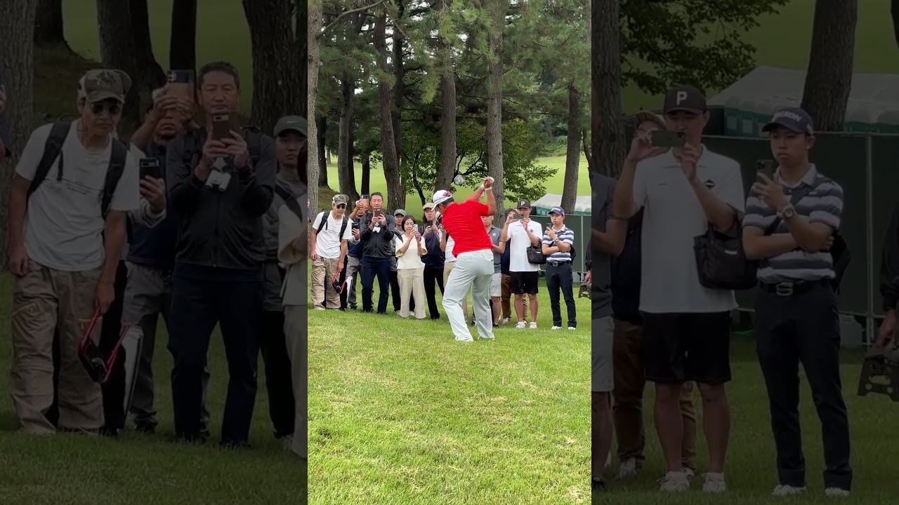 ベイカレントクラシック練習日　#松山英樹 プロの組には多くのギャラリーが帯同しています⛳️