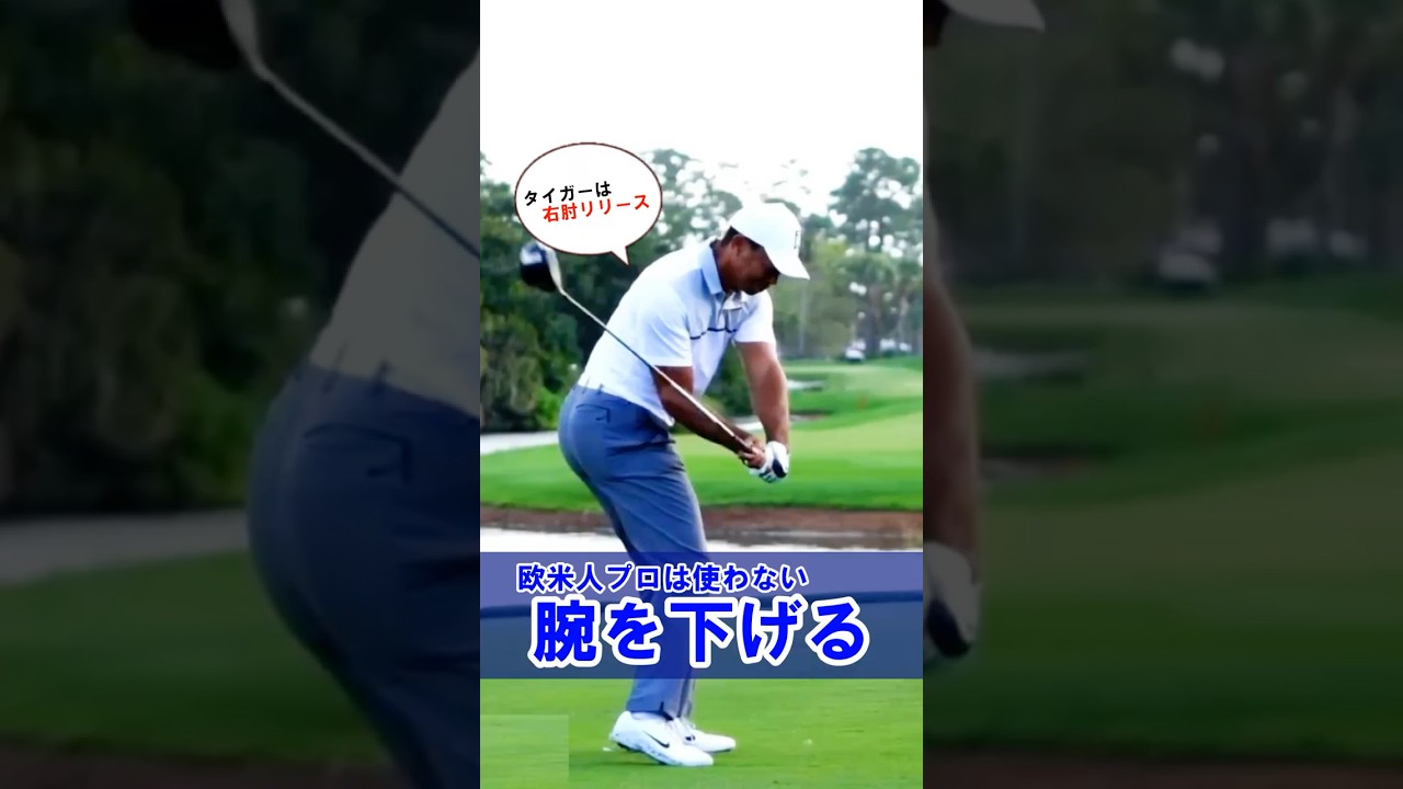 【タイガーウッズも腕は下げない】飛距離を激的に伸ばせる右肘リリース！#WGSL #ベタ足スイング #前倒し