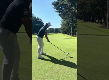 【日本一曲がらない男】稲森 佑貴プロのドライバースイング動画 -後方（2023）