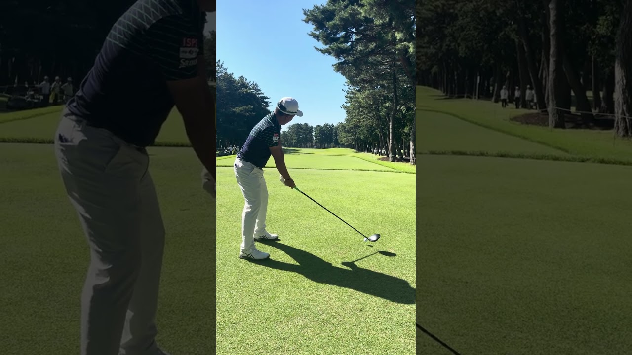 【日本一曲がらない男】稲森 佑貴プロのドライバースイング動画 -後方（2023）