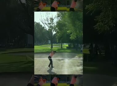 Tiger Woods INSANE bunker recovery!!!! #shorts #golf #pga