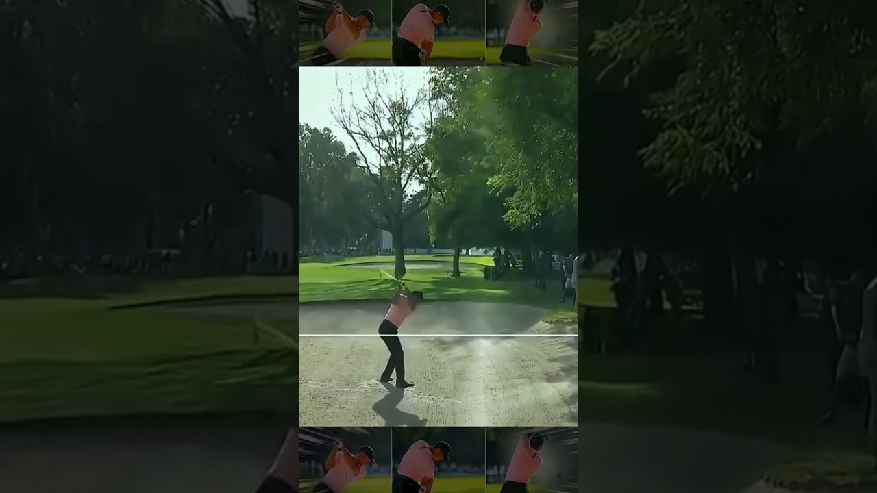 Tiger Woods INSANE bunker recovery!!!! #shorts #golf #pga