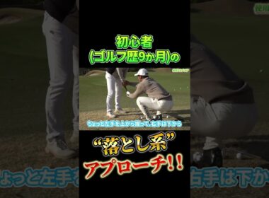 初心者ゴルフ歴9か月の“落とし系”アプローチ‼️ #shorts #プロコーチ伊澤秀憲 #アプローチ #スピン #初心者ゴルファー #神業
