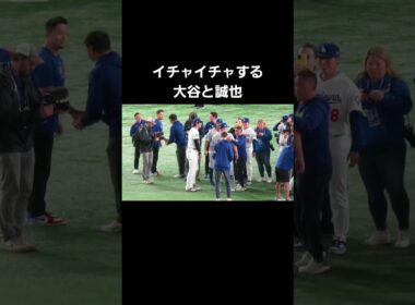 イチャイチャする大谷翔平と鈴木誠也