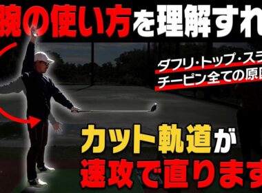 カット軌道を修正する練習方法。この右腕の動かし方を意識するとプレーンな軌道で打てます！！【須藤裕太】【高橋としみ】