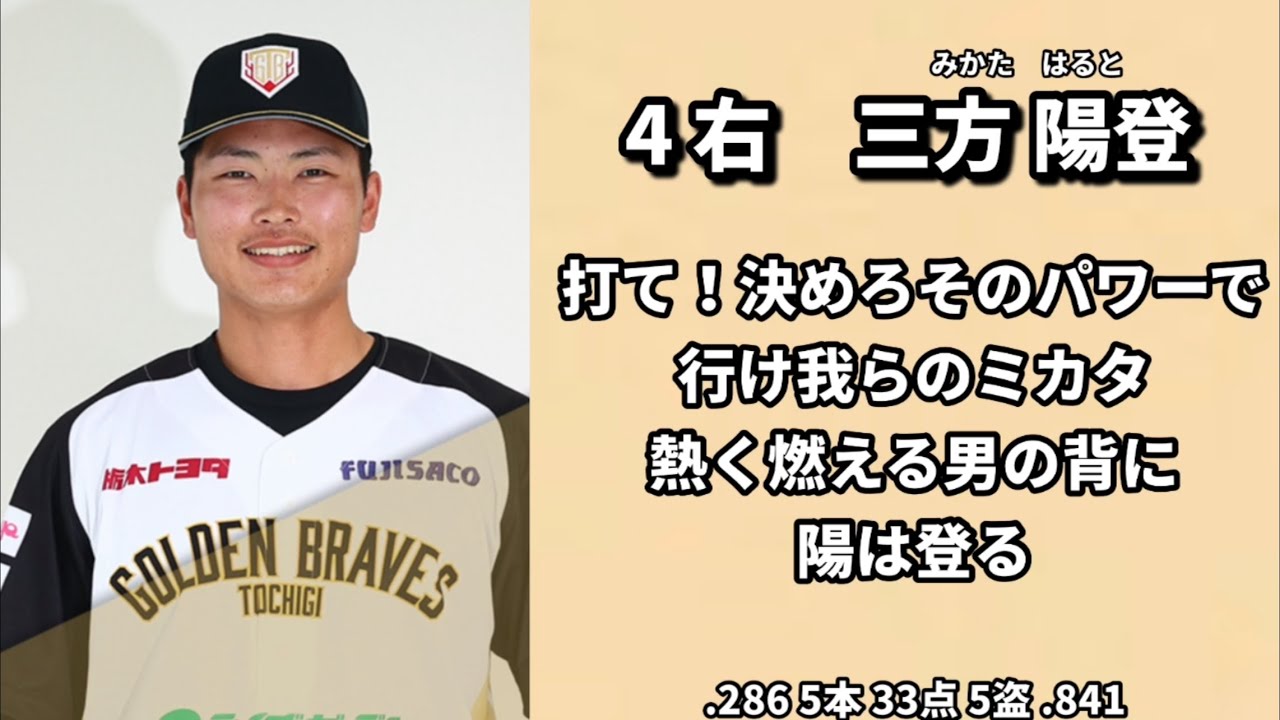 栃木ゴールデンブレーブス　2025年1-9応援歌メドレー【三方陽登オリックス育成1位指名】