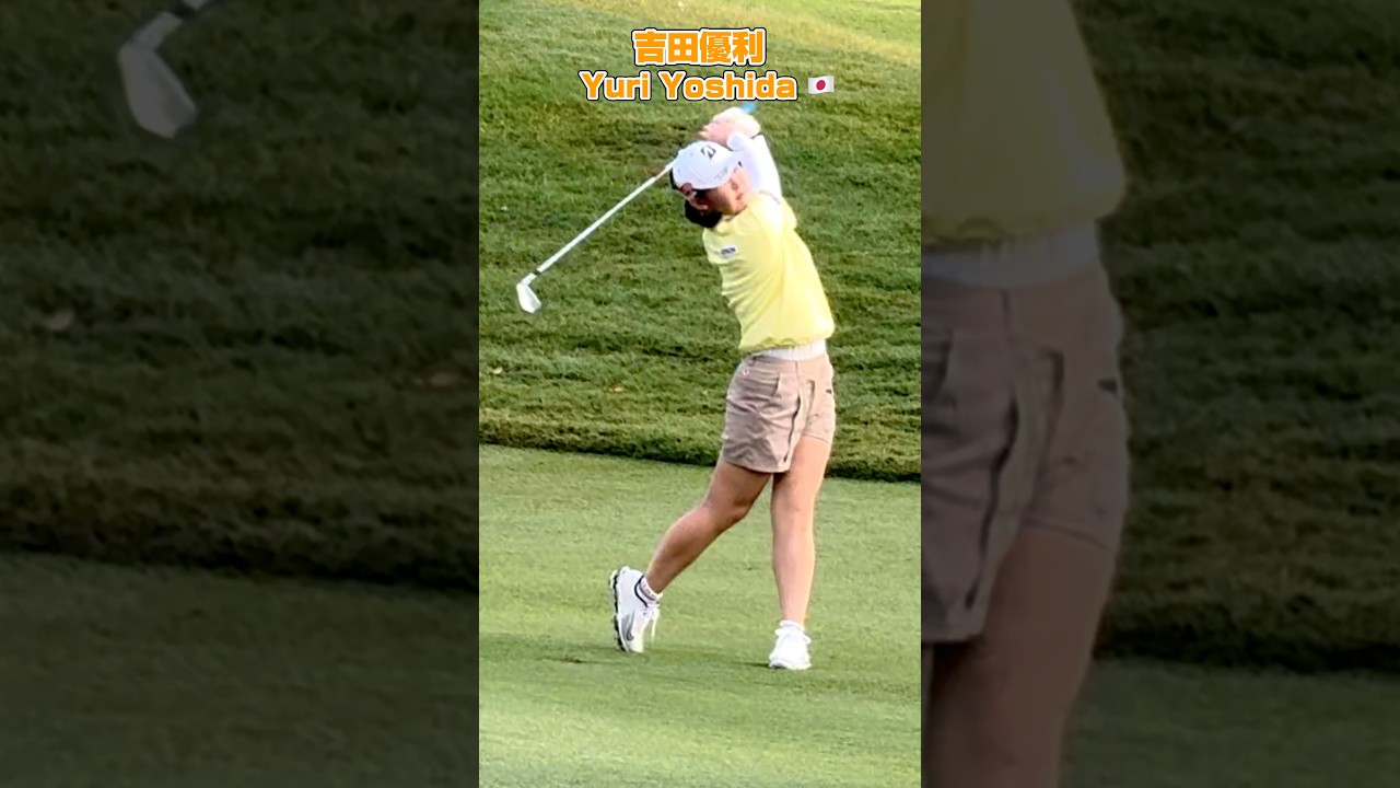 左足下がりのウェッジ❗️吉田優利の完璧なコンタクトをスローで検証❣️