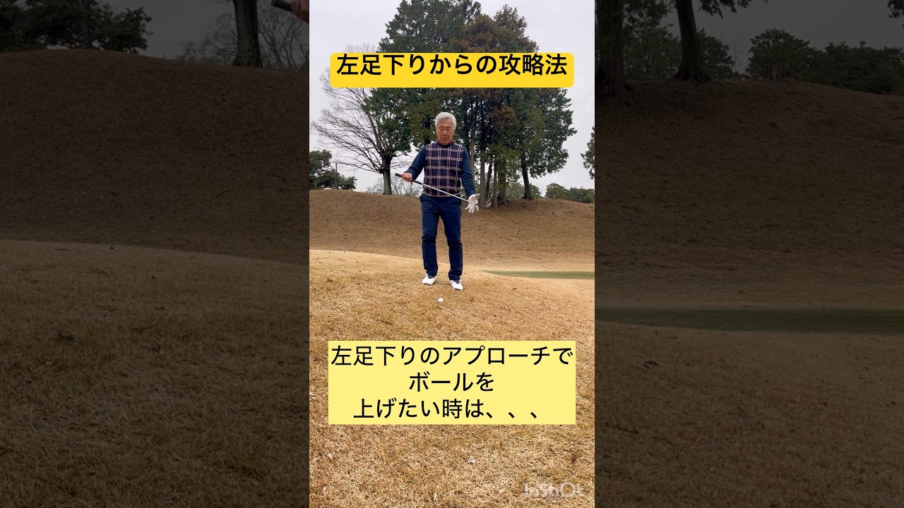 左足下りから「ふわっ」と上げる打ち方！ #shorts #ゴルフ #左足下り #アプローチ #ゴルフスイング #ゴルレッスン #TRUE1GOLF #ショート動画まとめ