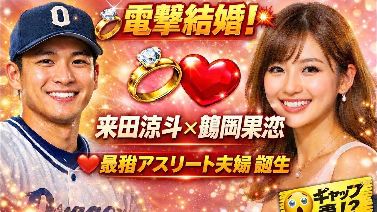 💍電撃アスリート婚！来田涼斗＆鶴岡果恋が結婚発表✨“ギャップ”に惹かれた理由とは？「一生支え合う」❤️#japan #news #foryou #trending #viral #celebnews