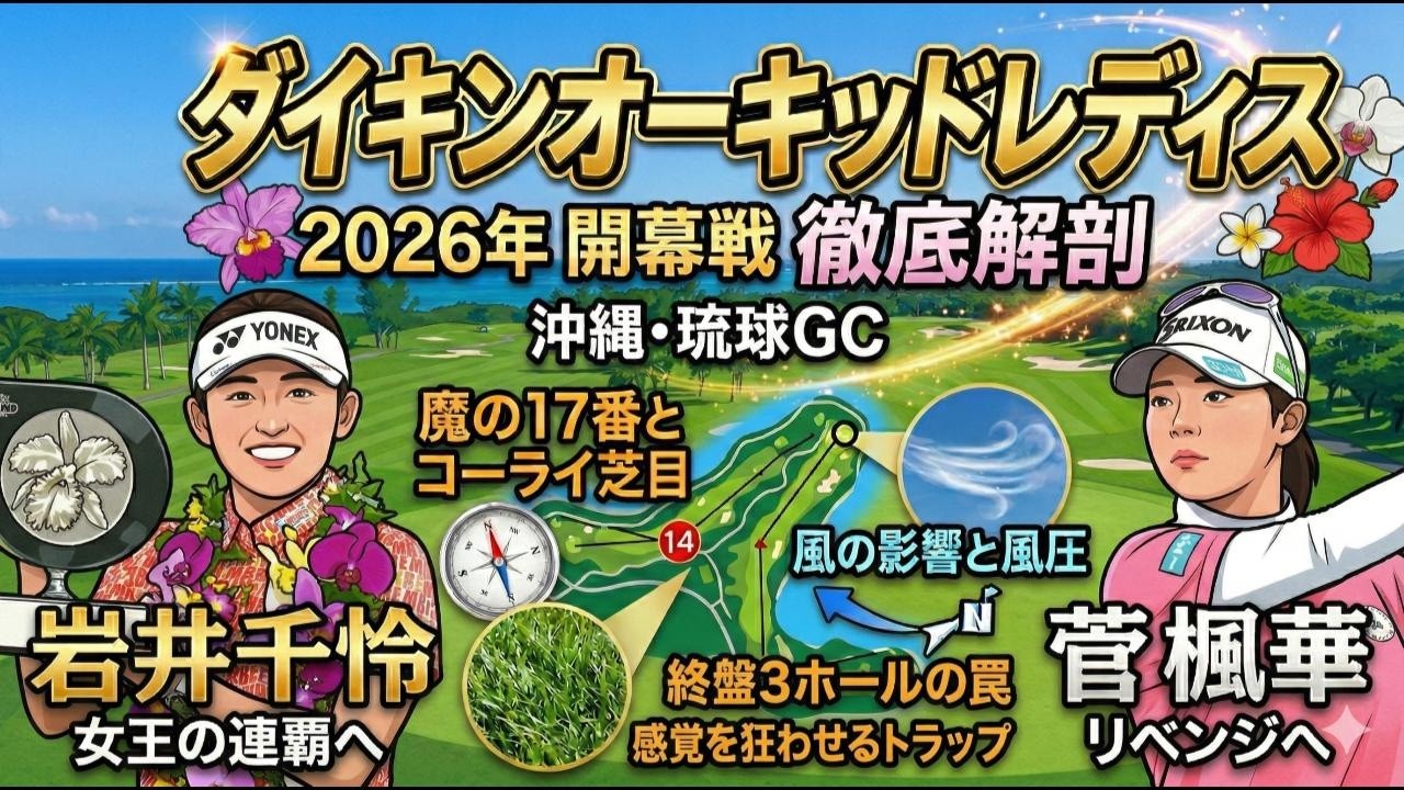 【2026開幕戦】ダイキンオーキッドレディス完全展望！女王・岩井千怜か、リベンジ狙う菅楓華か！？魔の終盤ホールも徹底解剖