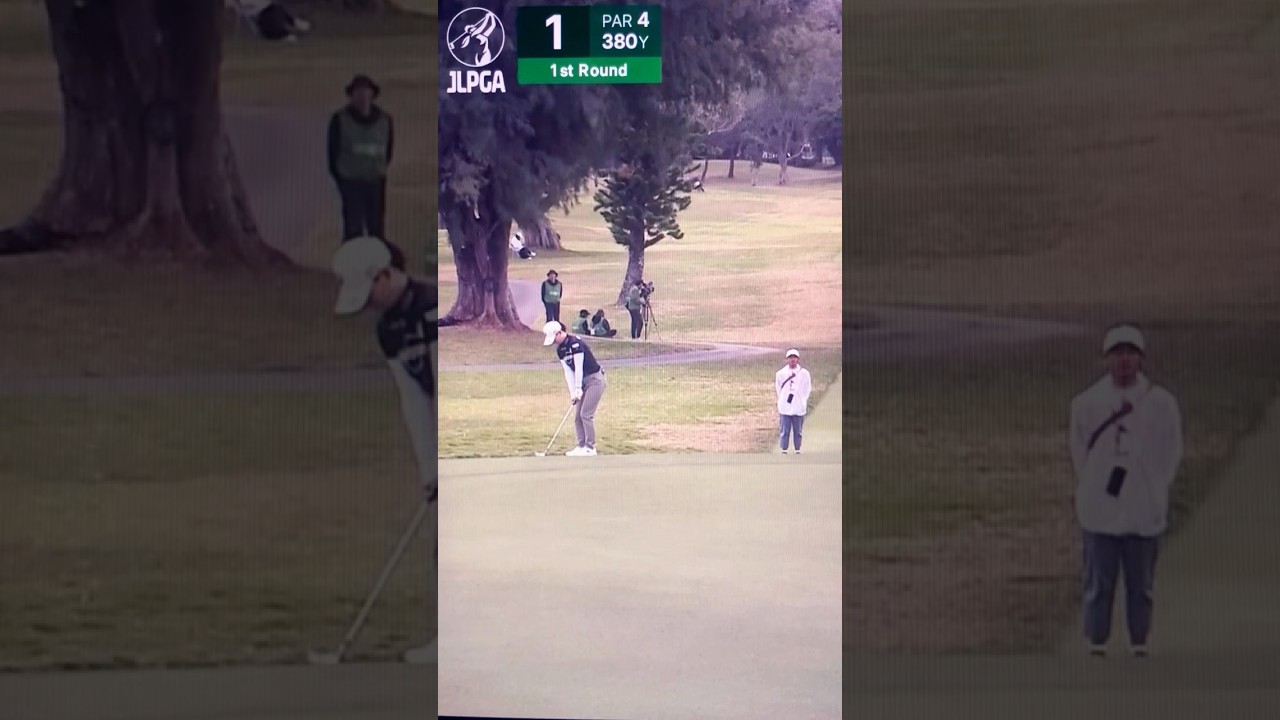 【鶴岡果恋】ダイキンオーキッドレディス　グリーン上のボールに当ててピンそばに付けるアプローチショット　#ゴルフ #golf #アプローチショット