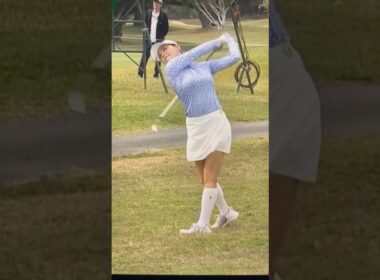 【ダイキンオーキッドレディス】新垣比菜　ピンをかすめるアイアンショット #ゴルフ #golf #アイアンショット