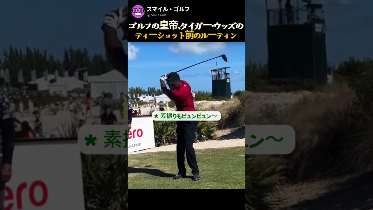 ゴルフの皇帝、タイガー・ウッズの ティーショット前のルーティン