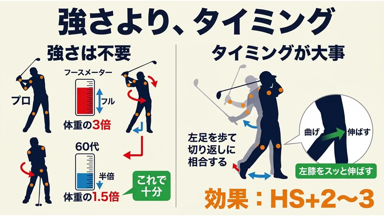 【60代ゴルフ】地面を踏むだけで飛距離が変わる｜地面反力の使い方