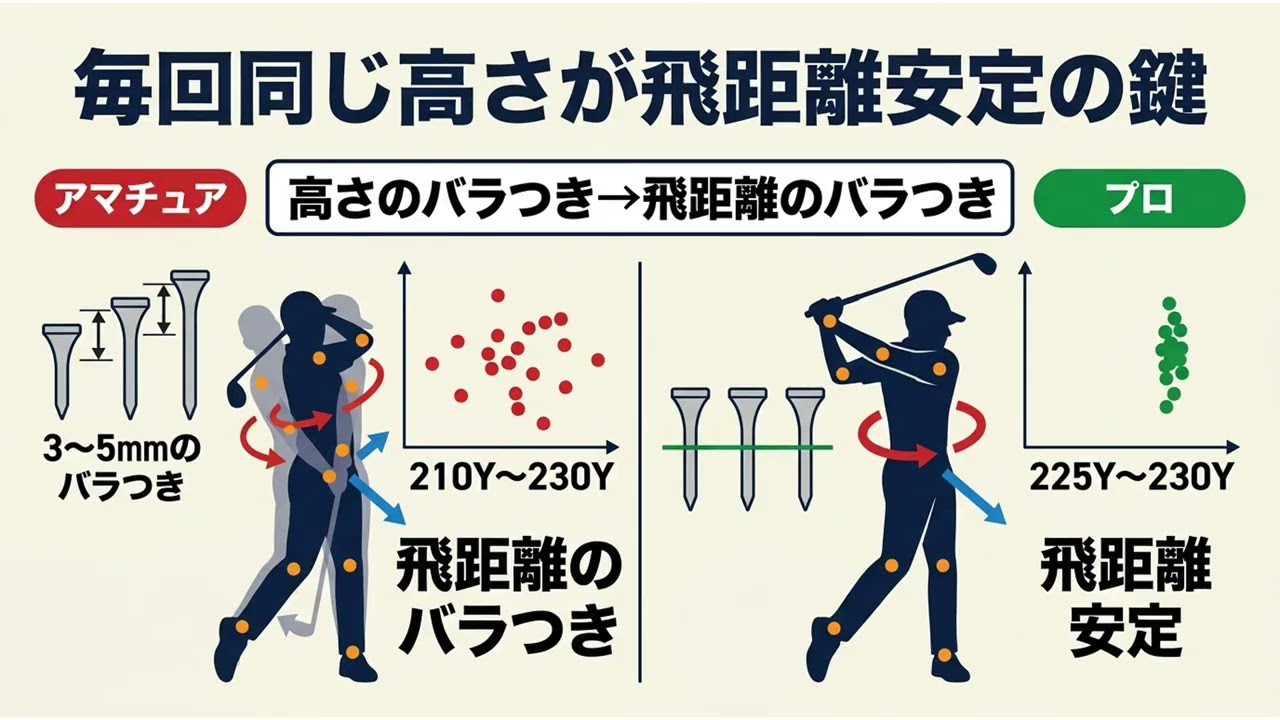 【60代ゴルフ】ティーの高さ5mmでドライバーが20ヤード変わる｜最適な高さの見つけ方