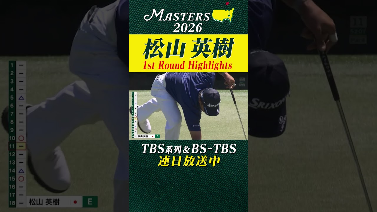 【松山英樹 ハイライト】スコアを2つ伸ばし2アンダー16位で決勝ラウンドへ【マスターズ2026 大会第2日】
