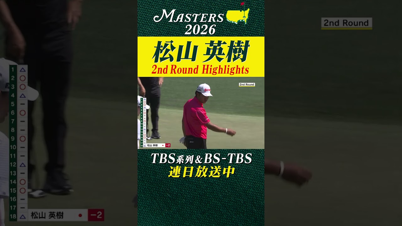 【松山英樹 ハイライト】スコアを2つ伸ばし2アンダー16位で決勝ラウンドへ【マスターズ2026 大会第2日】