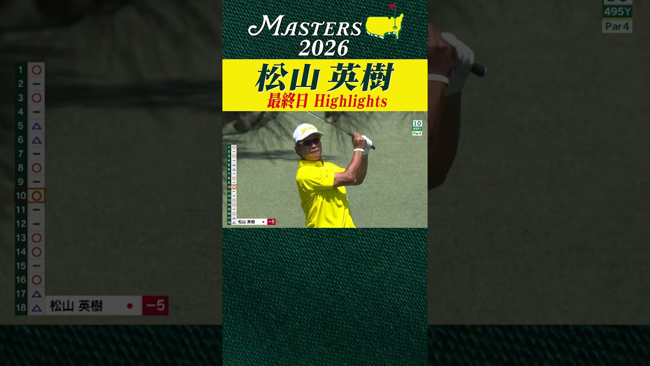 【松山英樹 ハイライト】7バーディ 4ボギーのトータル「69」 12位タイでフィニッシュ【マスターズ2026 大会最終日】