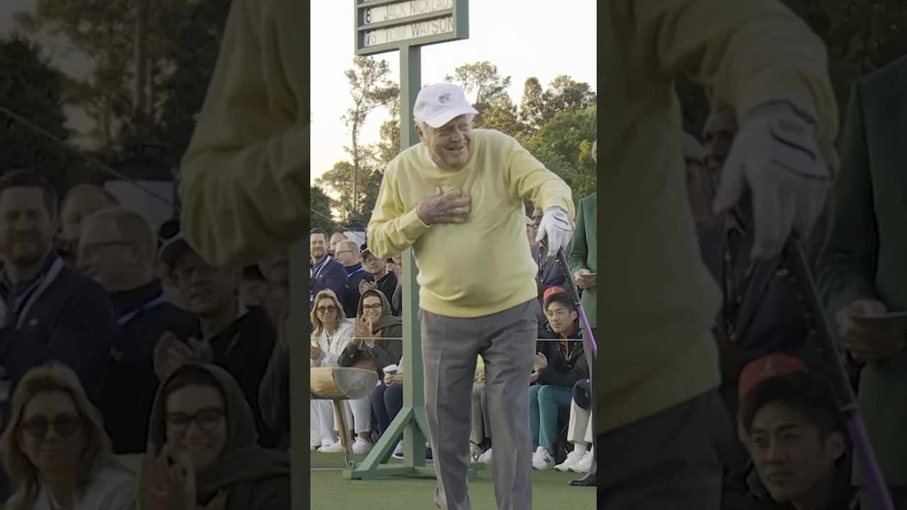 Jack Nicklaus tees off as Honorary Starter. #themasters