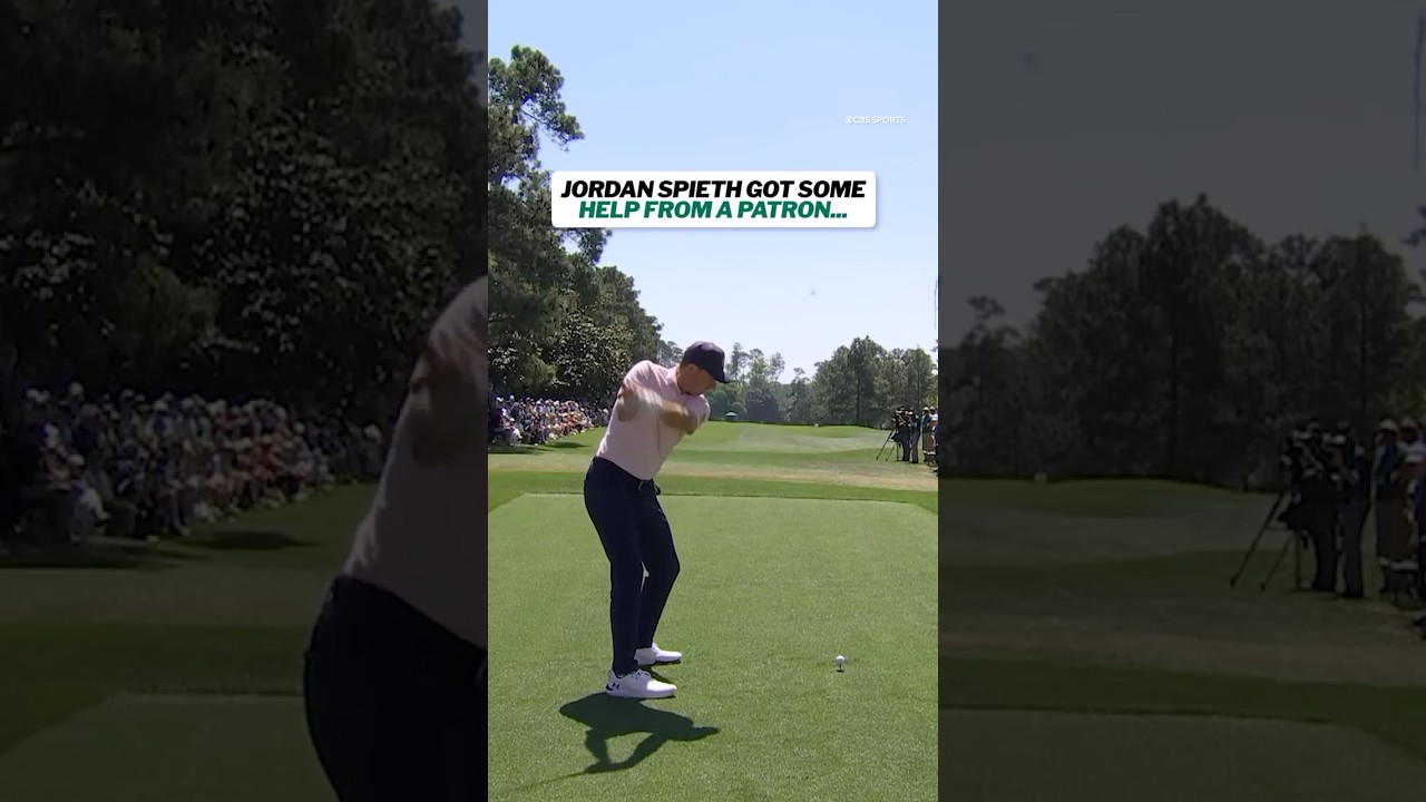 Jordan Spieth got some help from a patron on his tee shot #shorts #masters #golf