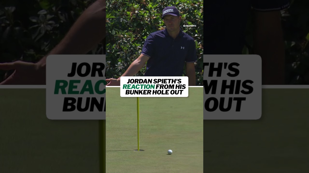 An incredible reaction from Jordan Spieth's bunker hole out #shorts #masters #golf