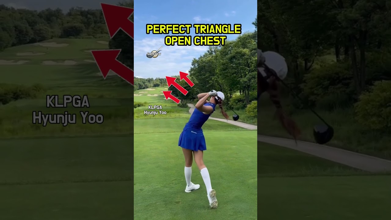 치킨윙 제로! 백스윙 삼각형과 피니시 가슴을 쫙 펴주세요  #golf #golfswing