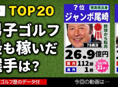 【ゴルフ】日本人男子 生涯獲得賞金ランキング【TOP20】